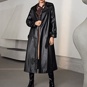 Faux Leather (PU) Trench Coat